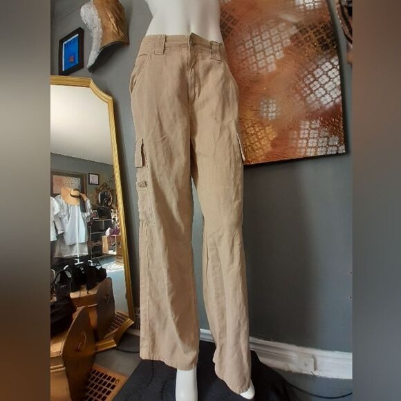Zara Nwt Cotton/ Linen Blend Tan Cargo Pants - Picture 14 of 16
